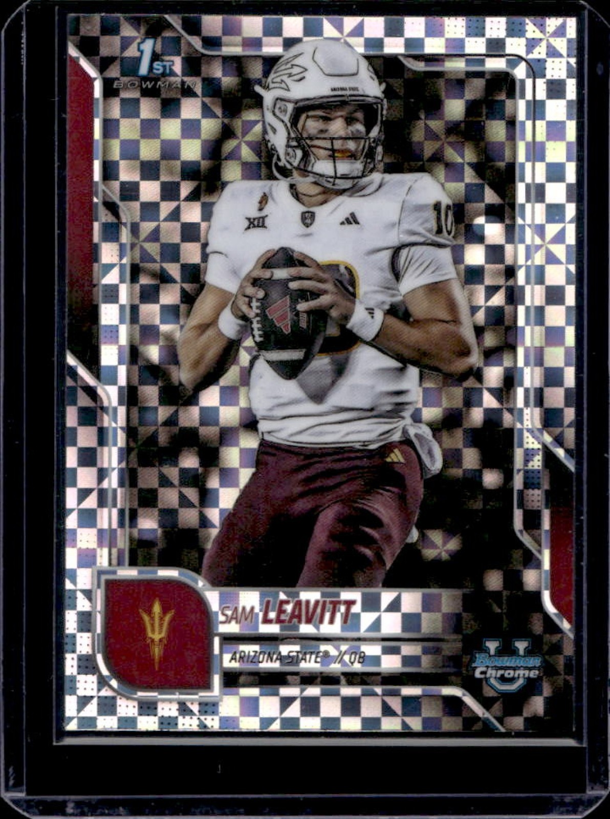 2025 Bowman Chrome U Sam Leavitt X-Fractor 1st #195 Sun Devils