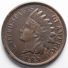 1889 Indian Head Penny Cent Almost Uncirculated (AU)