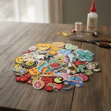 60 Pcs Embroidered Patches Iron On Assorted Mixed Random Lot for Clothing New