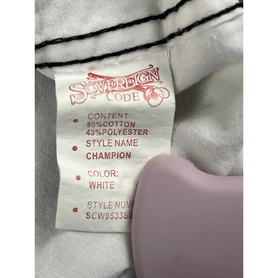 Men’s Sovereign Code short sleeve button shirt size M white contrast stitching - Image 4 of 4