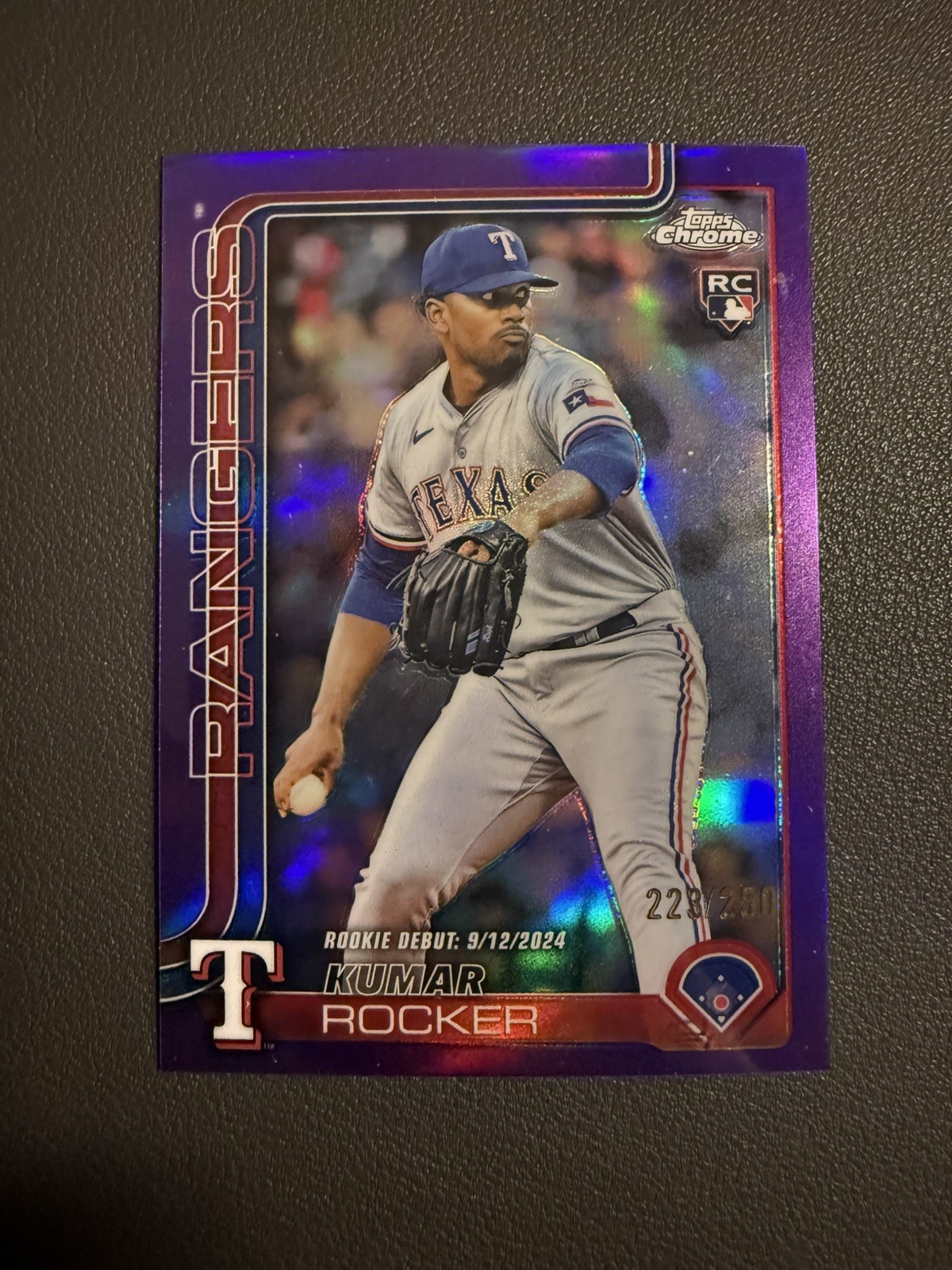 2025 Topps Chrome - Kumar Rocker, Kumar Rocker #73 Purple Refractor /250 (RC)