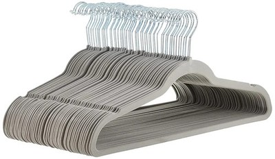 Amazon Basics Slim Samt rutschfeste Anzugbügel - Grau, 50er Pack