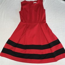 Women's Red & Black Calvin Klein Fit Flare Sleeveless Dress 6P