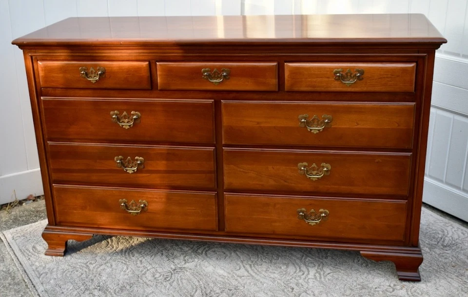 Cómoda/cofre tradicional con soporte de nueve cajones Link-Taylor Cherry vintage Foto 3 de 4