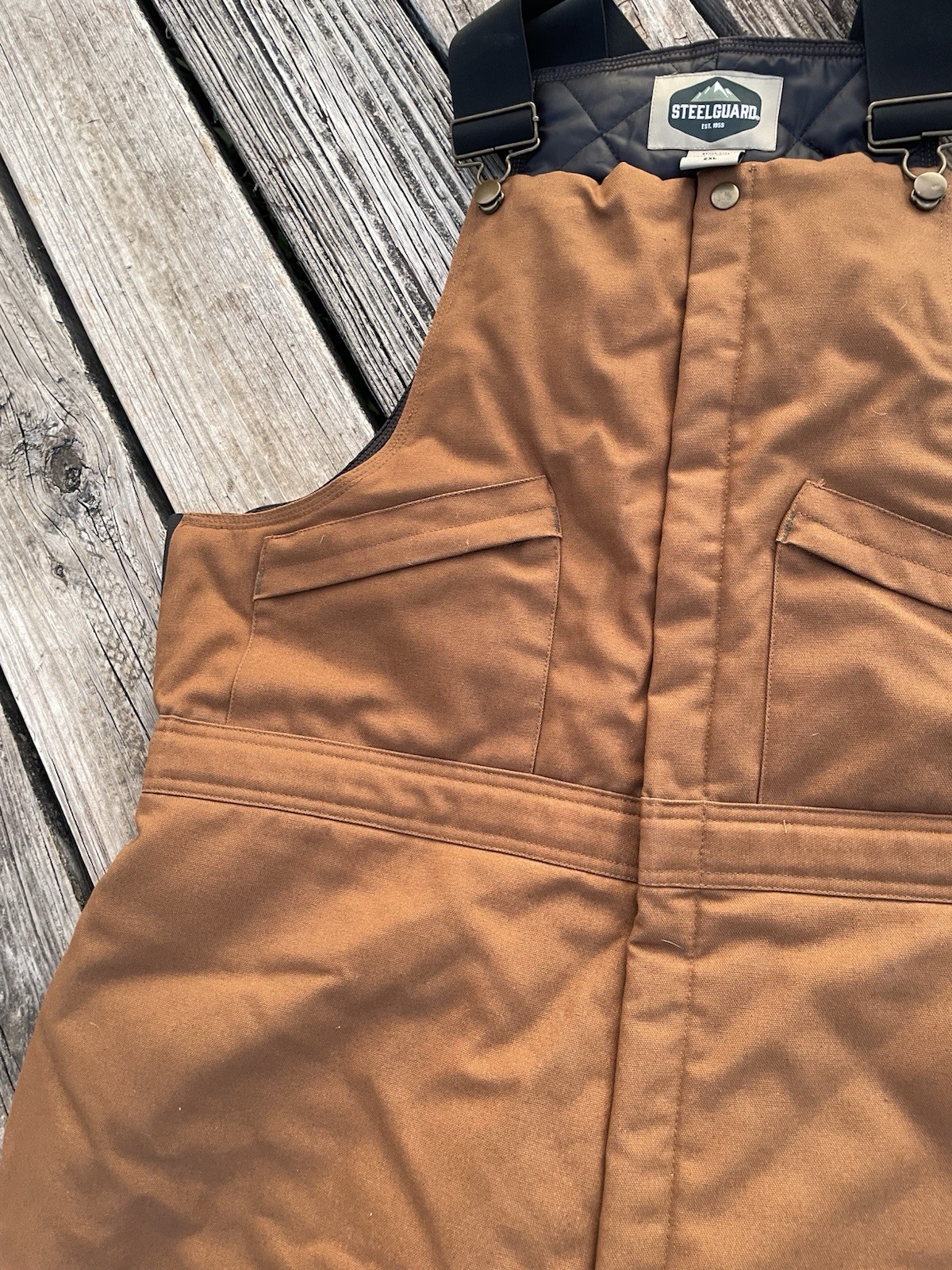 Steel Guard Heavy Coveralls 2 XL Adjustable ShoulderStrapsInsulated Brown Canvas
