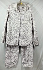Victorias Secret Pajama Set Small Gray Flannel Animal Print Pants Shirt Pajamas