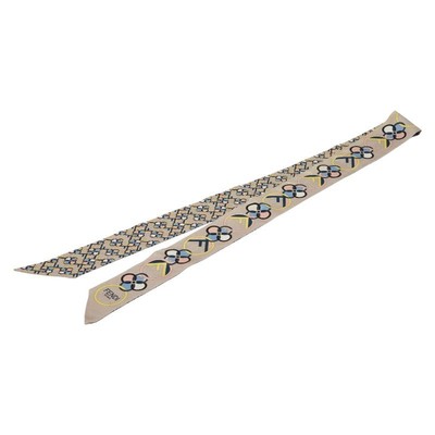 Fendi Lappy Silk Scarf Women Beige One Size