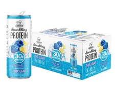 Genius Gourmet Sparkling 30g Protein, Blue Raspberry Lemonade, 12 Fl Oz (15 Ct)