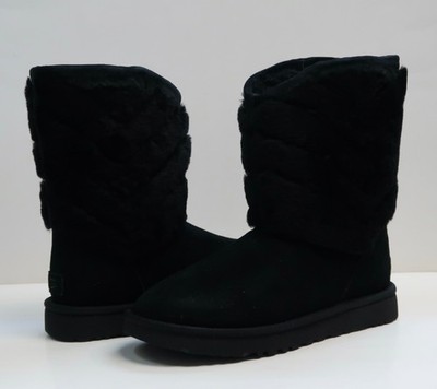 UGG Tania Black Sheepskin Suede Short Winter Boots Size US 8  EU 39 NEW