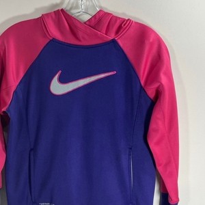Nike Therma-FIT Hoodie Kids L Purple Pink Pullover Long Sleeve Activewear Warm
