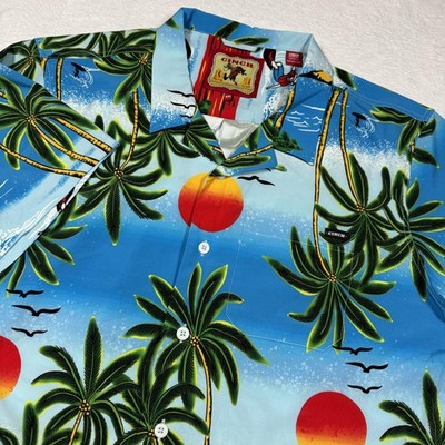 Cinch Shirt Mens 2XL Blue Tropical Hawaiian Short Sleeve Button Front Western