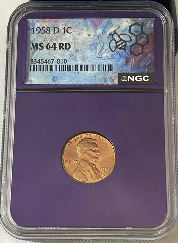 1958-D 1C Lincoln Wheat Cent ~ NGC MS 64 RD