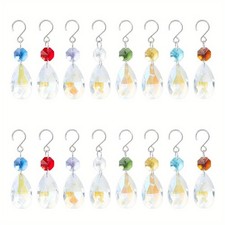 2sets Glass tions with Stainless Steel S-Hook Teardrop Mixed color 82mm