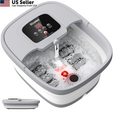 HOSPAN Collapsible Foot Spa with Heat, Bubble, Red Light, and Gray