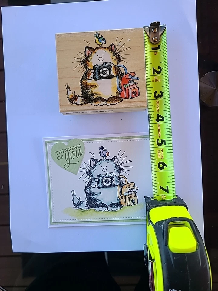 "Sello de goma negro Penny gato con cámara 3,5"" X 3,25""" Foto 2 de 4