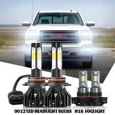 For 2014 2015 GMC Sierra 1500 LED Headlight Hi/Lo + Fog Light Bulbs Combo 4Pcs