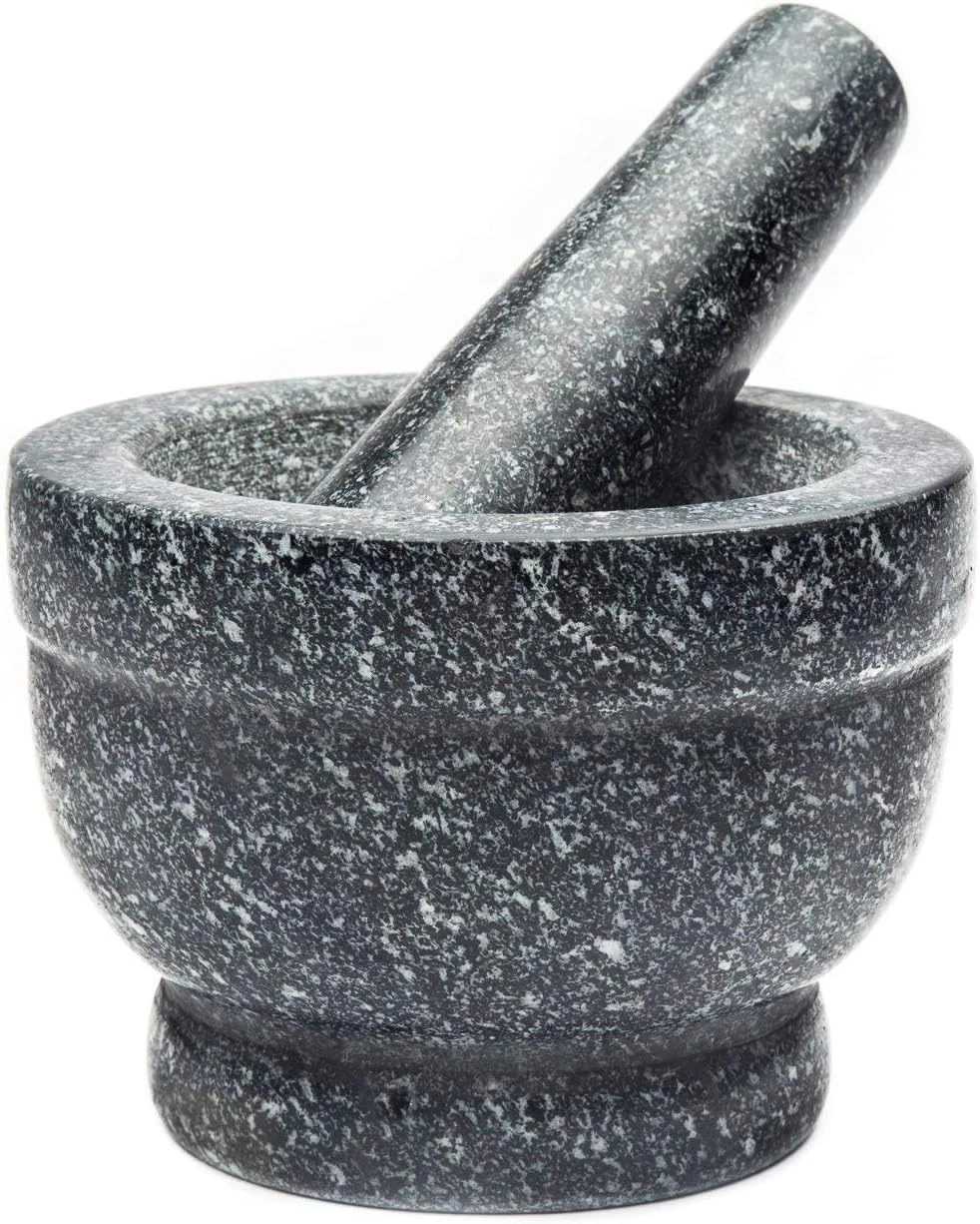 Granite Mortar and Pestle, 5.5 X 6 X 6 Inches, Black