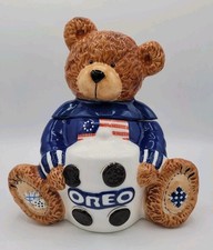 VTG OREO Teddy Bear Ceramic Cookie Jar Patrio...
