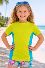 Kanu Surf Girls Color Block UPF 50 Swim Tee Lime Punch Toddler 5T Rash Guard