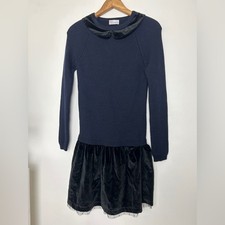 Red Valentino Blue Wool Peter Pan Collar Mini Dress