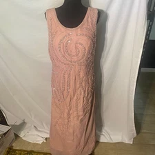 Blush Pink Beaded Formal Evening Cocktail Party Prom Gown Size 14 NWT