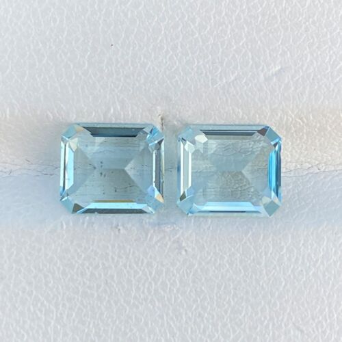Natural Pair Blue Aquamarine 3.40 Cts Emerald Cut Loose Gemstone - Picture 4 of 6