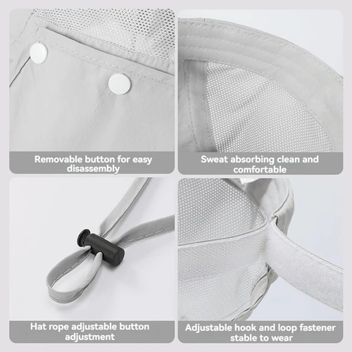 Outdoor UV Protection Sun Hat Neck Face Flap Wide Brim Cap for Fishing Hiking US - Picture 3 of 10