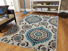 Luxury Blue Gray Rug Living Room Rugs Carpets 8x10 Blue Rug Set 5x7 Runner Rug 2