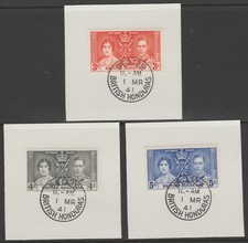 BRITISH HONDURAS   1937 CORONATION set of 3  with MADAME JOSEPH FORGED POSTMARK