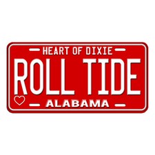 1990s Alabama ROLL TIDE Flat Aluminum Vanity License Plate Tag