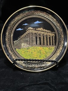 Small Vintage Display Plate From Greece Handmade 24K