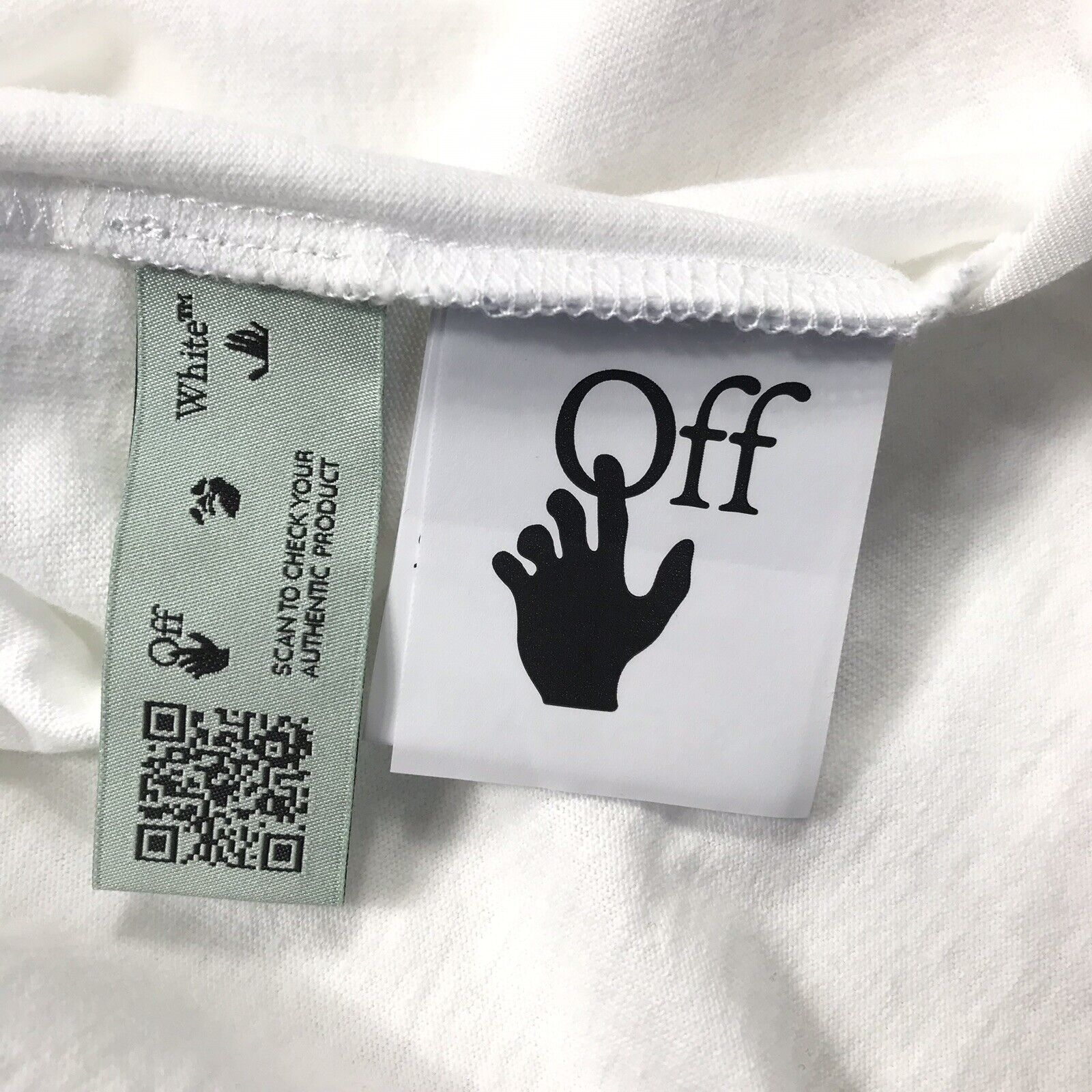 OFF-WHITE MARKER S/S OVER WHITE-BLUE CREWNECK OS T-SHIRT SIZE: XS Fits XL