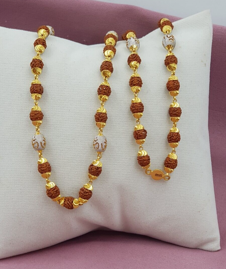 22k Gold Rudraksh Gold Chain OM Rudraksha 22K Gold Chain Mala With
