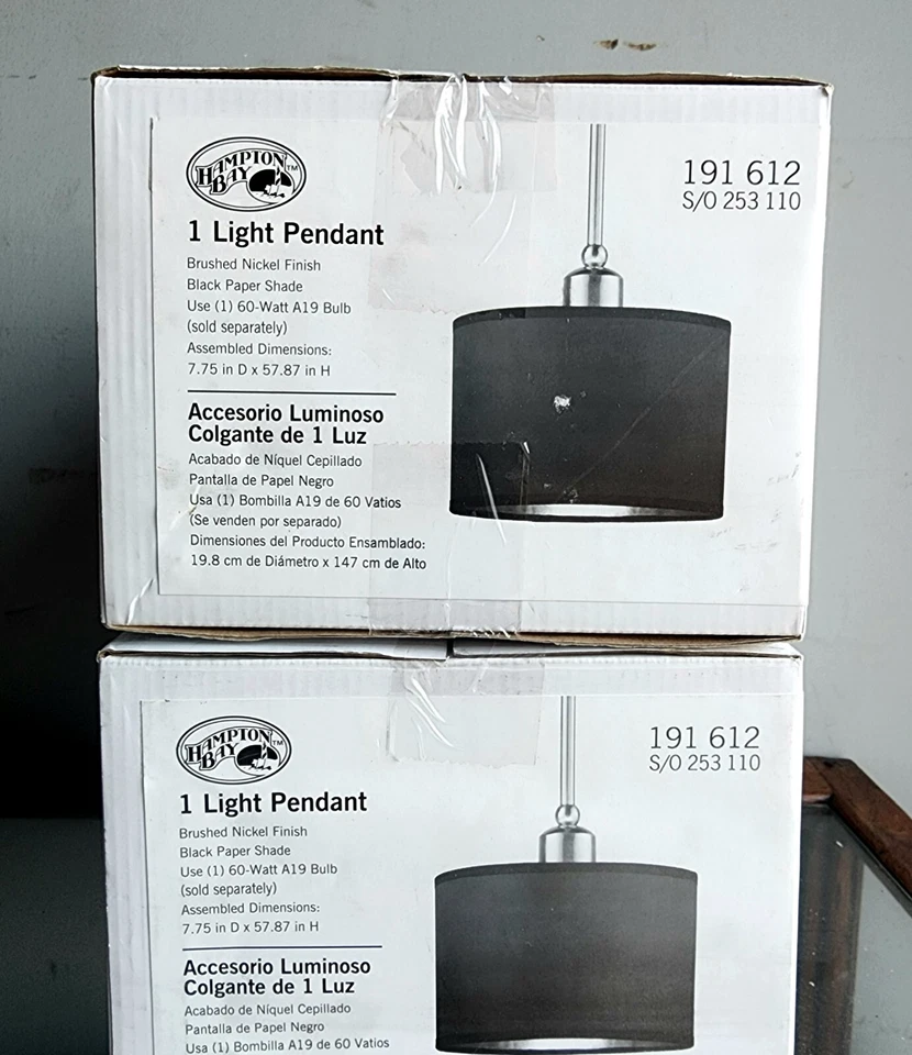 Hampton Bay Murray Luz Colgante Níquel Cepillado, Mini Colgante ES0746BN Lote de 2 Foto 2 de 4