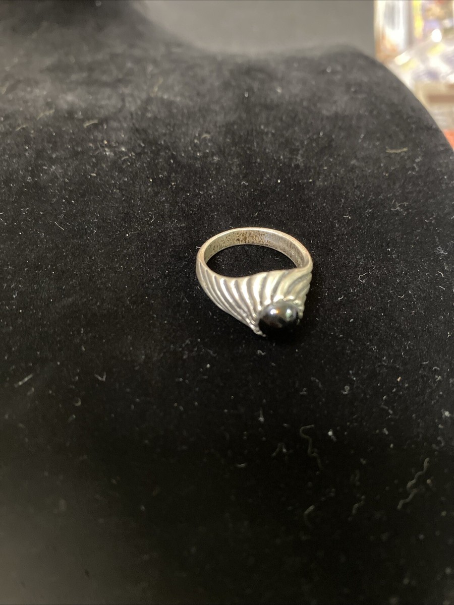 Vintage Sarah Coventry Signed Sterling Silver Black Onyx Swirl