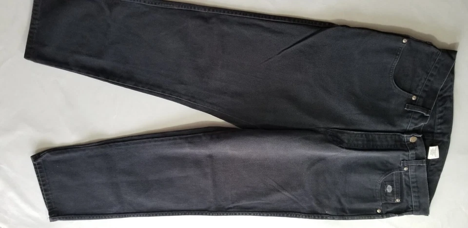 Jean de mezclilla de algodón de ajuste tradicional Harley Davidson vintage EE. UU. para hombre 36x30 negro Foto 3 de 4