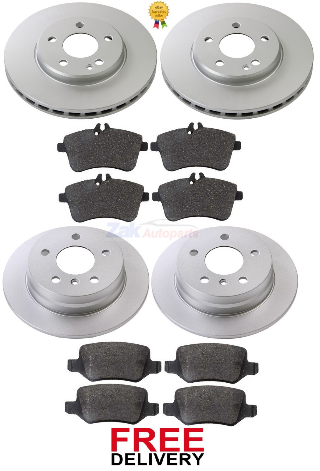 FOR MERCEDES BCLASS B180 CDi (0512) FRONT & REAR BRAKE DISCS & PADS
