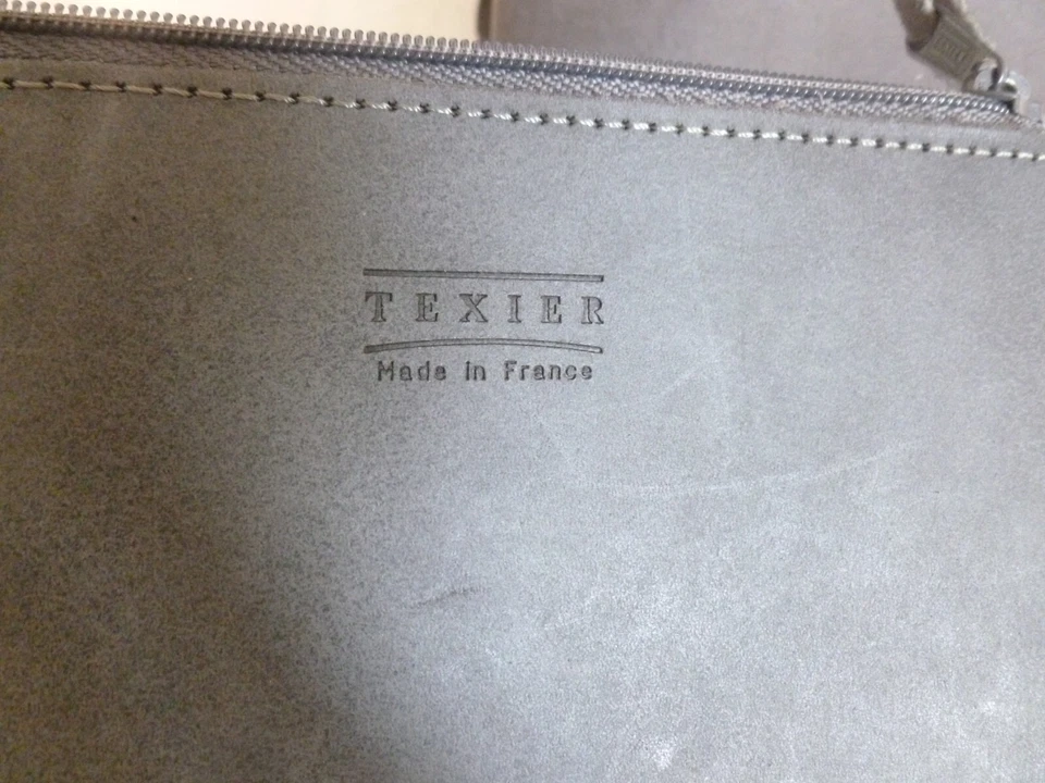 NEUF SAC A DOS + POCHETTE MARQUE TEXIER CUIR GRAS GRIS ACIER - Photo 4/4