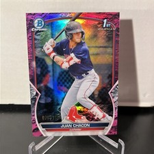 2023 Juan Chacon 1st Bowman Chrome Fuschia Lunar Crater Refractor RC #’d /199