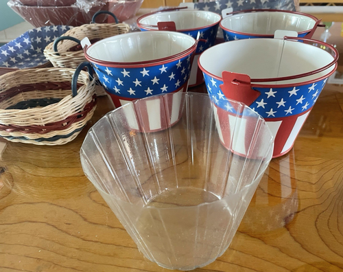 Lot of 8 Patriotic Red/White/Blue Wood 4th of July: buckets, baskets, paperware - Picture 8 of 8