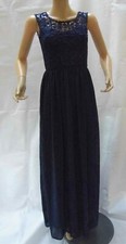 NEW LADIES NAVY BLUE CLUB L CROCHET LINED MAXI DRESS SIZE 10