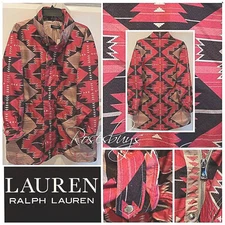 NWT $295 Lauren Ralph Lauren XL Southwest Aztec Hooded Anorak Raincoat CLA / TAN