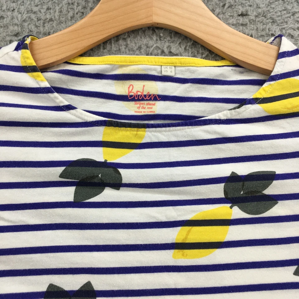 Camiseta Boden feminina manga longa 6 branca algodão listrada manga longa pulôver - Imagem 4 de 4