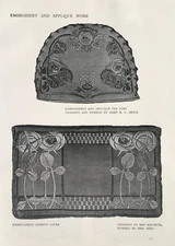 Art Nouveau Embroidery by Ann Macbeth, David Richter etc - Antique Print 1907