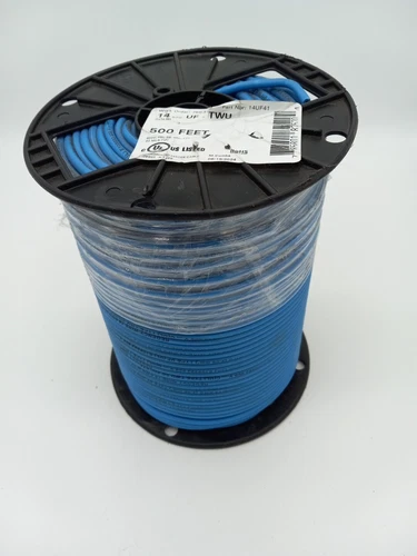 500 Ft Spool Of 14 AWG Underground Feeder Cable, UF-TWU, Blue