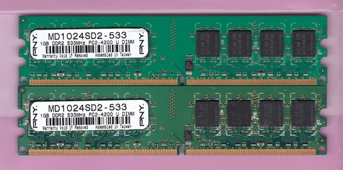 2GB 2x1GB PC2-4200 DDR2-533 PNY MD1024SD2-533 SAMSUNG Desktop Ram Memory Kit