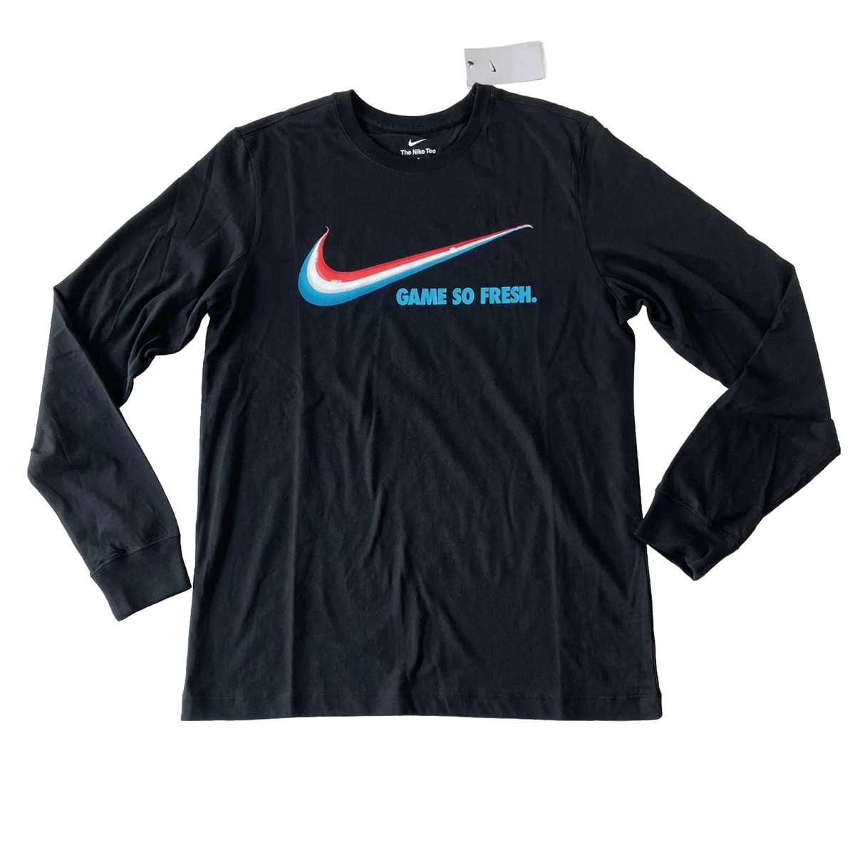 Nike Men Game So Fresh Basketball Black Long Sleeve T Shirt XL 