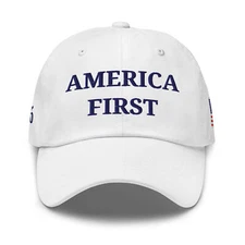America First Hat Trump Baseball Cap Embroidered, White USA 1776 Hat Low Profile