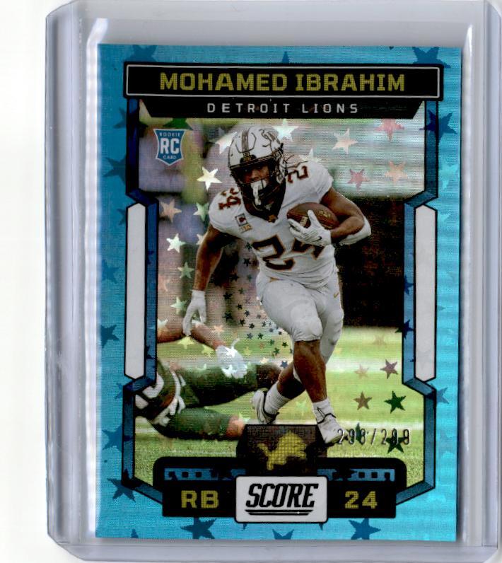 2023 Score Stars #328 Mohamed Ibrahim Blue Stars /299 2023 Score Stars #328 Mohamed Ibrahim Blue Stars /299