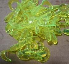 Lot of 50 2 " chartreuse Curly Tails Grub Worm jig perch crappie bait fishing
